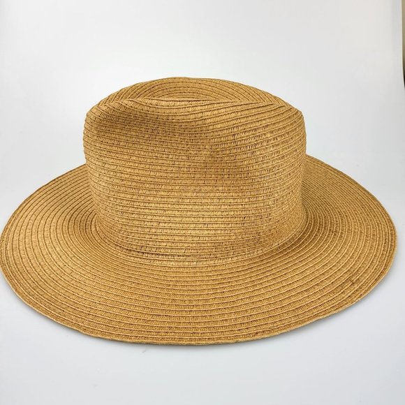 Madewell Accessories - MADEWELL Brown Straw Mesa Hat Stitched Wide Brim Outdoor Summer Beach